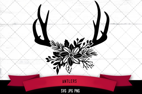 Antlers Floral Graphics for Crafts and Editorial Publishing