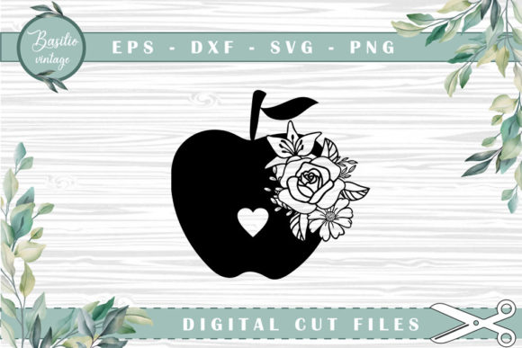 Apple Heart Floral Cutting Files for Crafts and Graphics