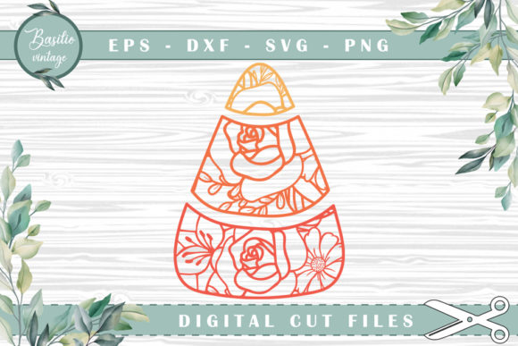 Candy Corn Floral Halloween Cutting File for Crafts and Graphics