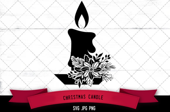Christmas Candle Floral Graphics for Crafts & Branding