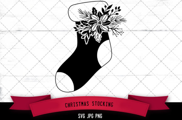 Christmas Stocking Floral Graphics for Crafts & Design