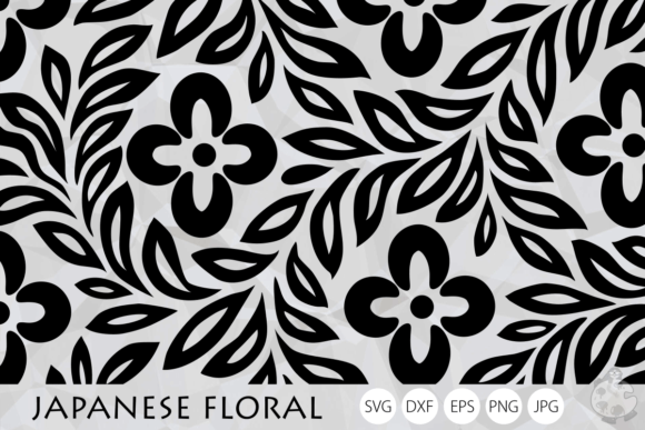 Decorative Japanese Floral Art Cut File for Graphics and Crafts