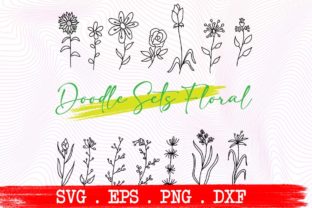 Doodle Sets Floral Bundles for Graphics and Crafts