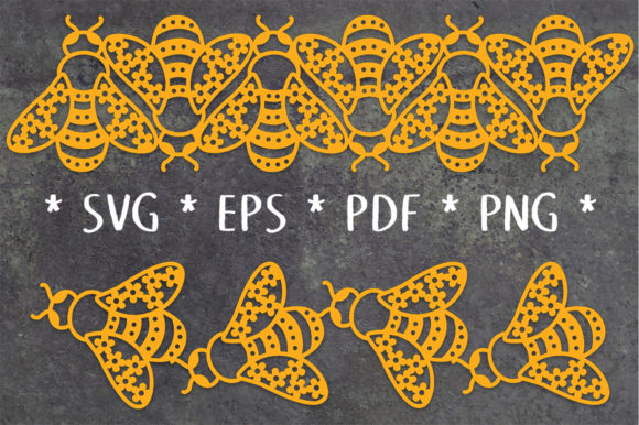 Floral Bee Repeating Borders for Graphics and Crafts