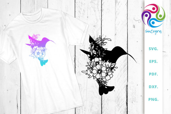 Floral Bird Silhouette Cut File for Graphics and Crafts