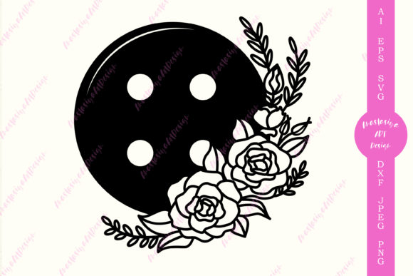Floral Button Sewing Clipart for Crafts and Graphics