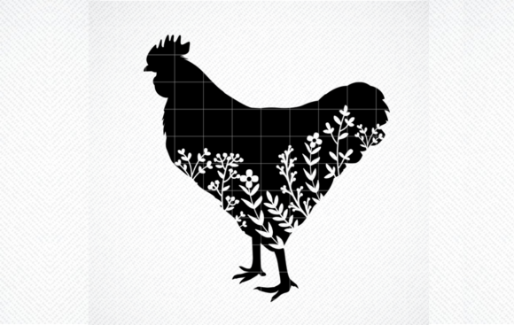 Floral Chicken Silhouette SVG, Chicken Review