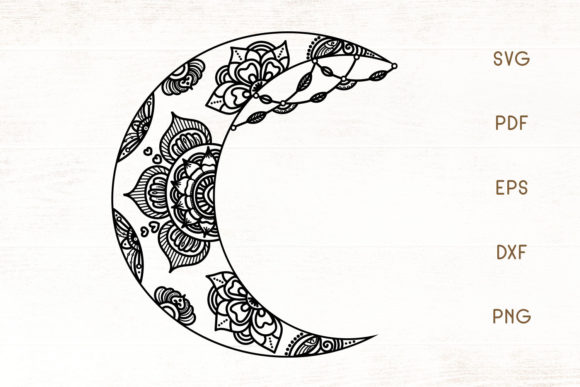 Floral Crescent Moon Graphics for Crafts and Design
