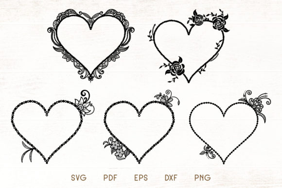 Floral Heart Frames: Graphics for Crafts & Branding