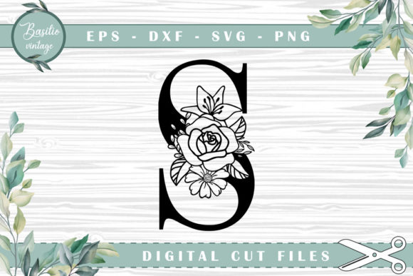 Floral Letter S Alphabet Cutting Files for Crafts and Graphics