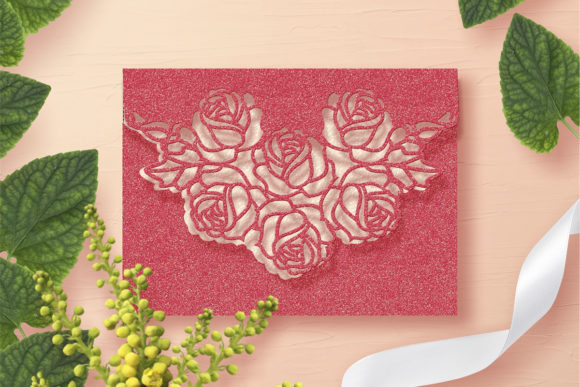 Floral Pocket Wedding Invitation Graphics for Crafts