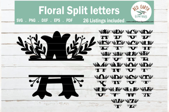 Floral Split Monogram Frame Letters