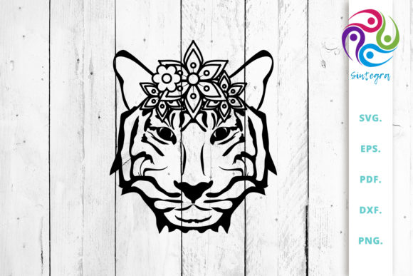 Floral Tiger Head Cut File: Graphics for Crafts & Content