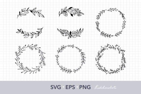 Floral Wreath Clipart Set for Graphics and Crafts
