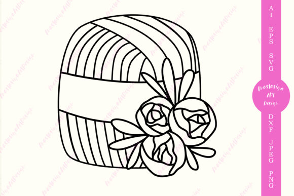 Knitting Needles Floral Yarn Ball: A Fresh Graphics Choice for Crafts Blogs