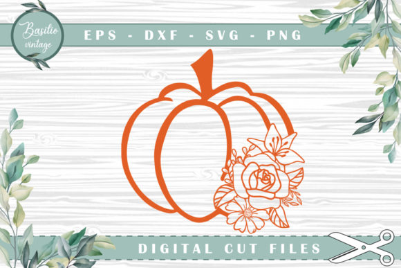 Pumpkin Floral Halloween Cutting Files for Graphics and Crafts
