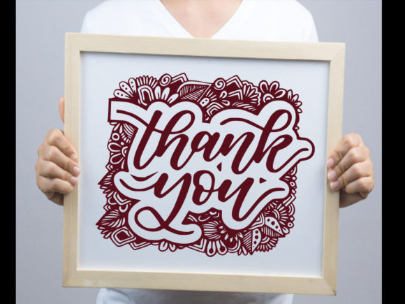 Thank You Floral SVG Cut File: Graphics for Print Templates