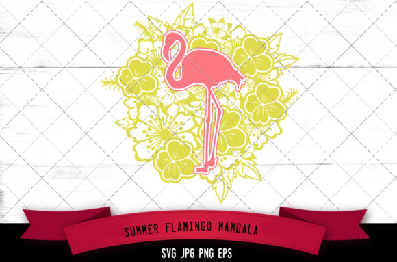 Tropical Floral Flamingo Mandala Graphics for Crafts