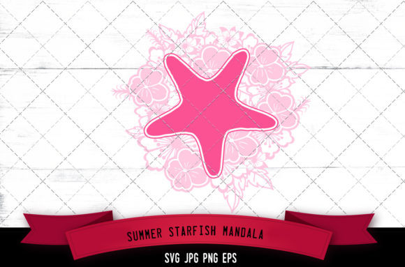 Tropical Floral Starfish Mandala Graphics for Crafts
