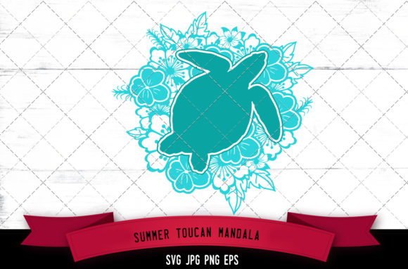 Tropical Floral Turtle Mandala Graphics for Crafts