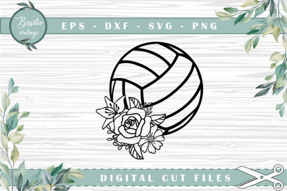 Volleyball Floral Cutting Files for Graphics and Crafts