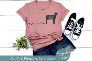 Walking Floral Sheep Graphics for Crafts & Branding